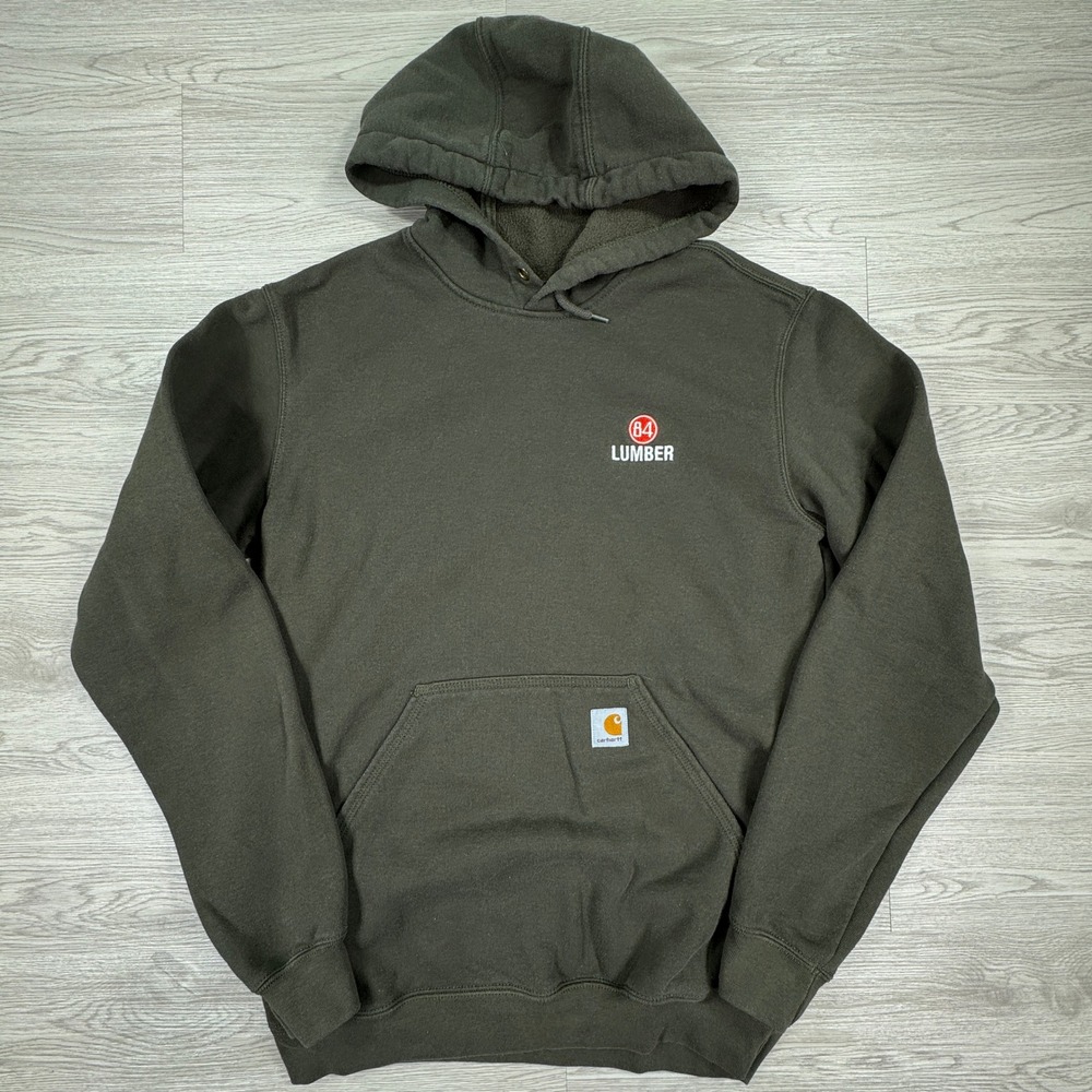Carhartt Men's Hoodie Loose Fit Olive Green Small 84 Lumber Graphic Pullover
